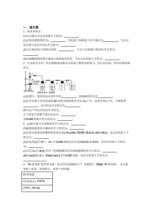 北京市三帆中学(师大二中)高中化学必修一第二章《海水中的重要元素—钠和氯》经典题(含答案解析)