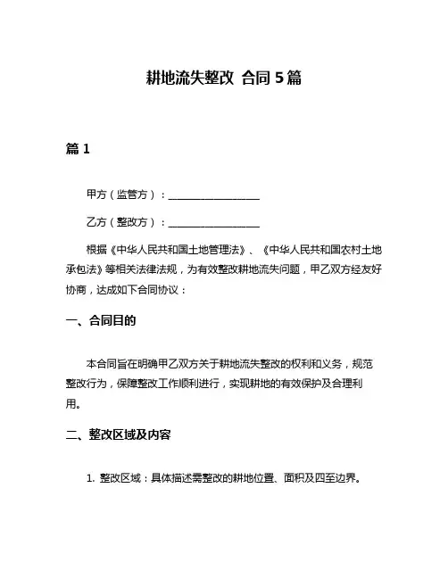 耕地流失整改 合同5篇