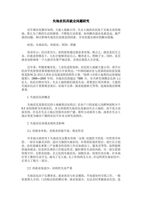 失地农民再就业问题研究