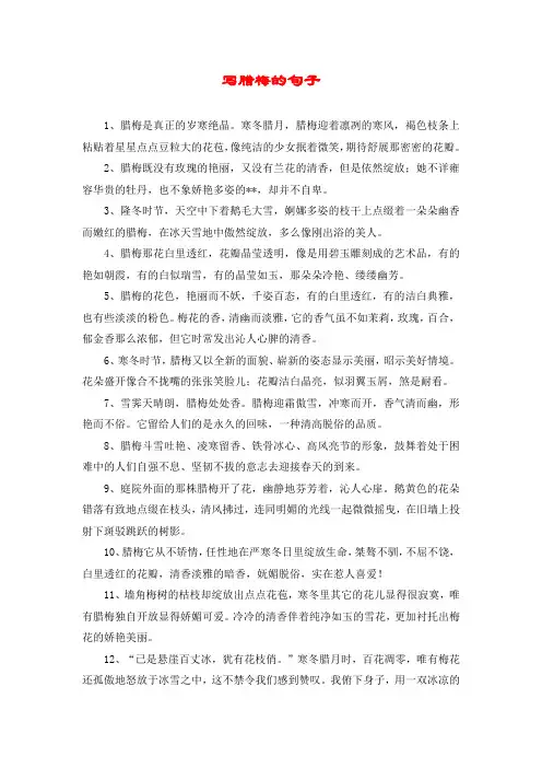 写腊梅的句子