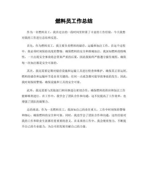 燃料员工作总结
