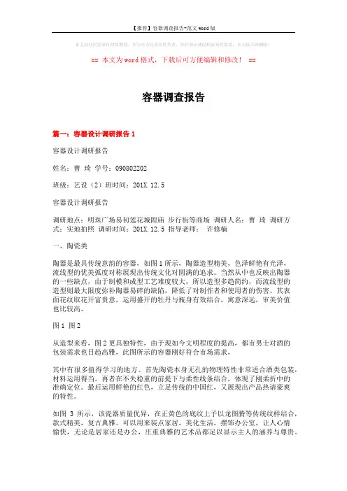 【推荐】容器调查报告-范文word版 (10页)
