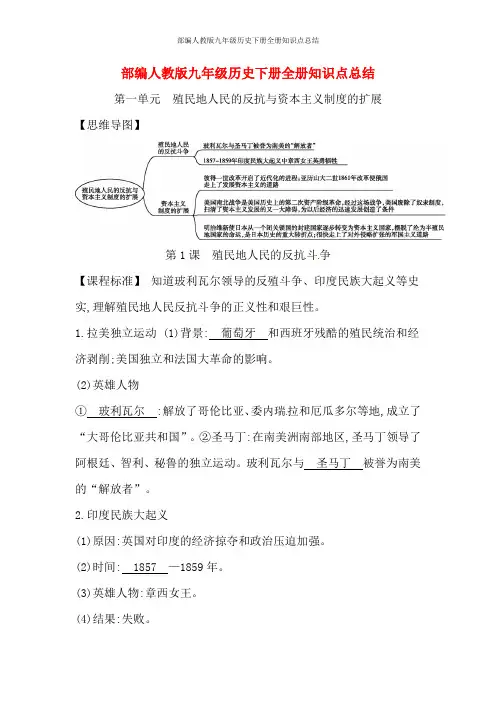 部编人教版九年级历史下册全册知识点总结