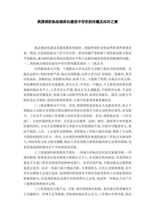 我国消防执法规范化建设中存在的问题及应对之策