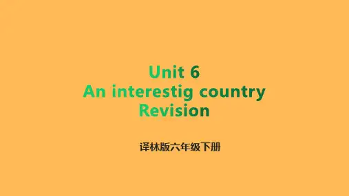 译林版(三起)英语六年级下册Unit 6 An interestig country 复习课件