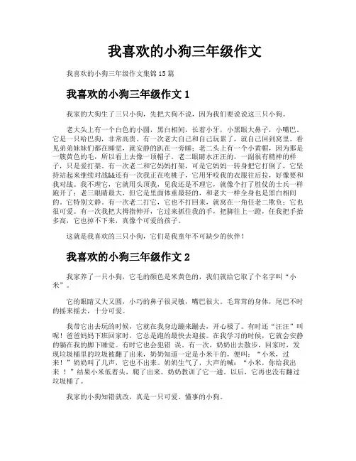 我喜欢的小狗三年级作文