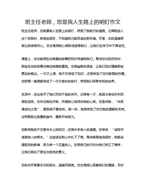 班主任老师,您是我人生路上的明灯作文