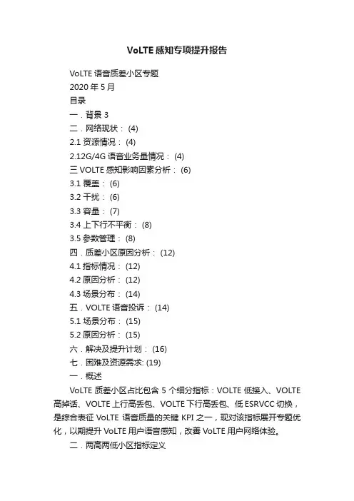 VoLTE感知专项提升报告