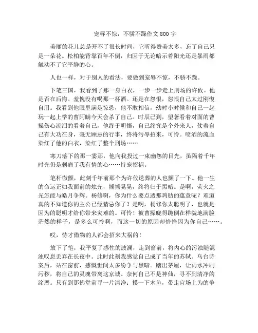中小学优选作文宠辱不惊,不骄不躁作文800字