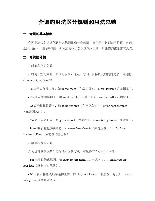 介词的用法区分规则和用法总结