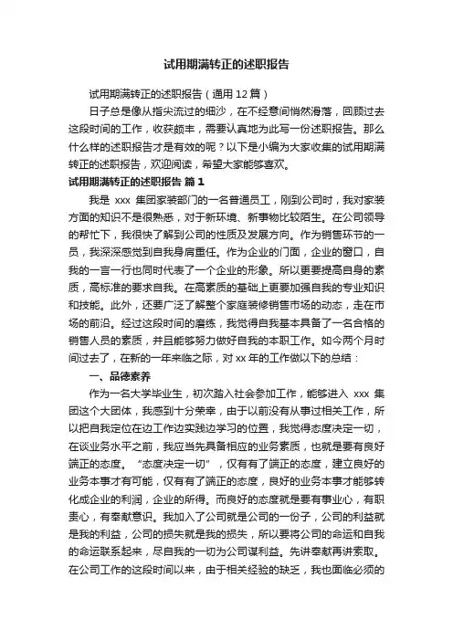 试用期满转正的述职报告