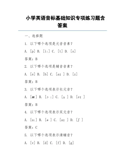 小学英语音标基础知识专项练习题含答案