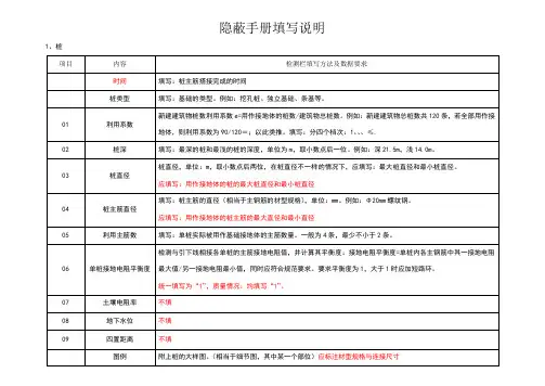 防雷隐蔽手册填写说明