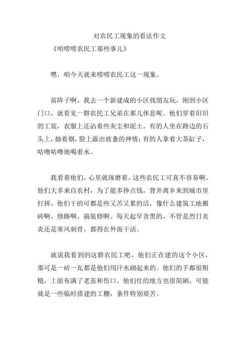 对农民工现象的看法作文