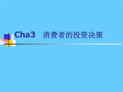 第三章 消费者的投资决策