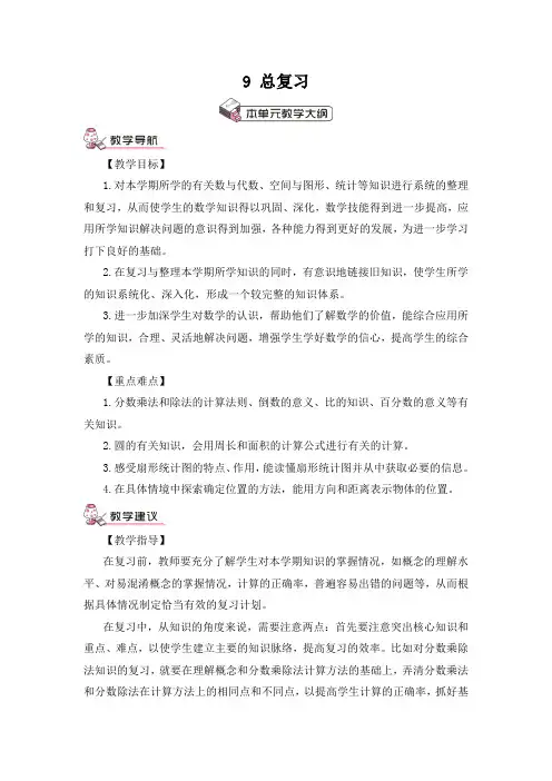人教版六年级上册数学 第9单元 总复习 教案