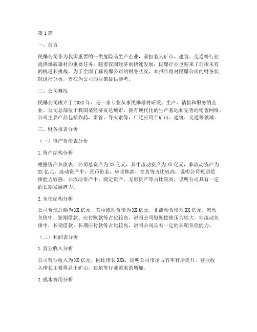 民爆公司财务分析报告(3篇)