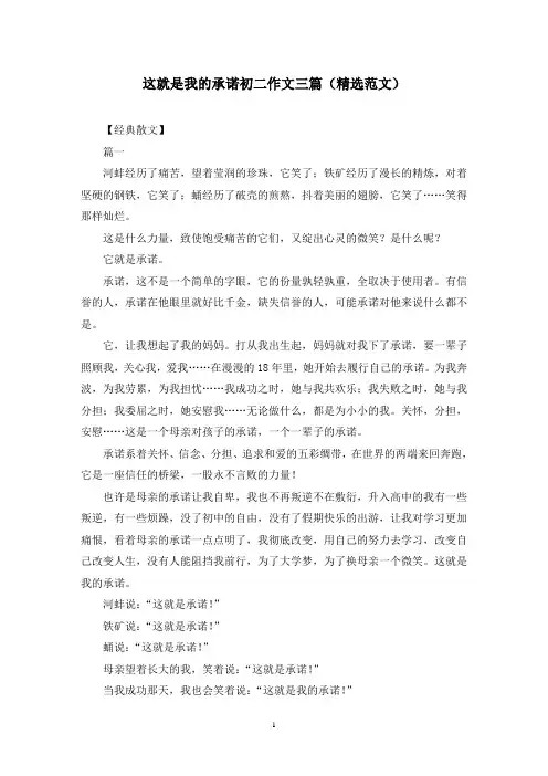 这就是我的承诺初二作文三篇(精选范文)
