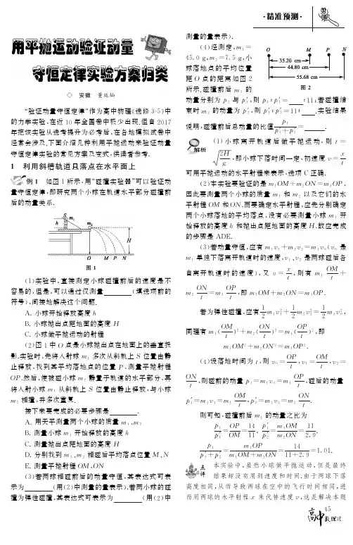 用平抛运动验证动量守恒定律实验方案归类