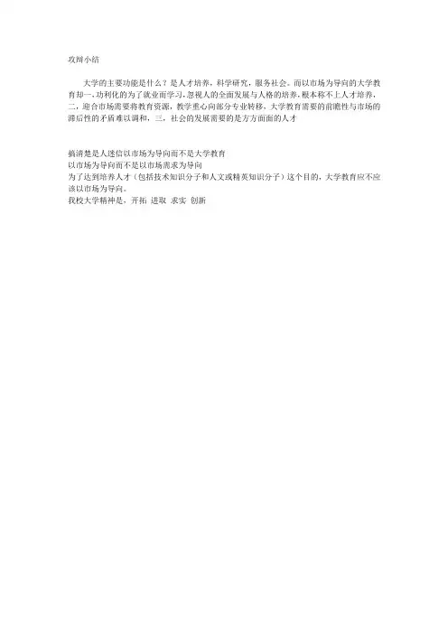大学教育不应该以市场为导向 攻辩小结