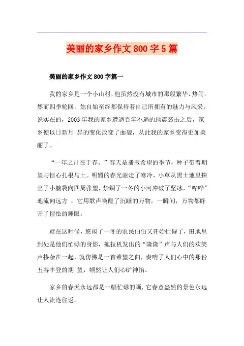 美丽的家乡作文800字5篇