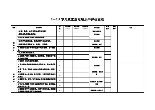 5-5.5岁儿童素质发展水平综合评估表