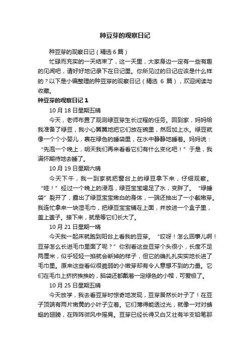 种豆芽的观察日记（精选6篇）
