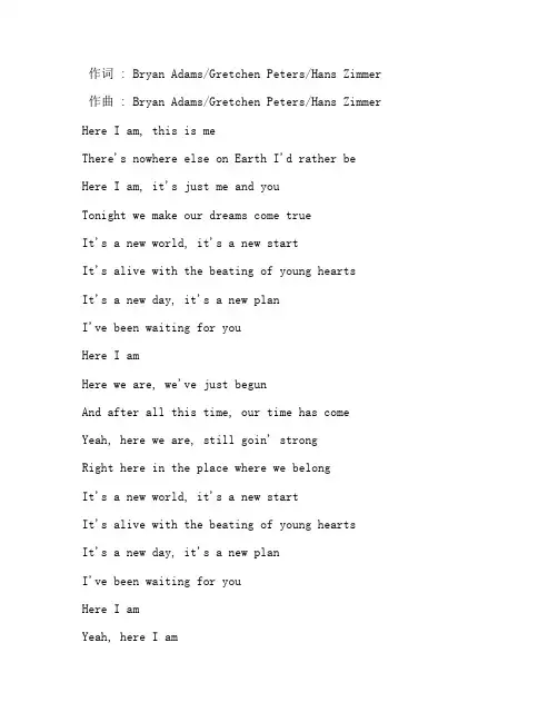 《Here I Am 》Bryan Adams版歌词带翻译完整版