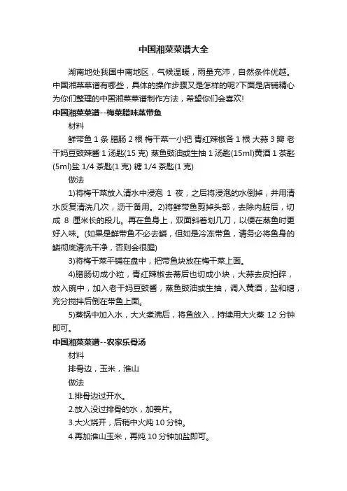 中国湘菜菜谱大全