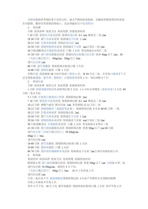 猪场免疫程序