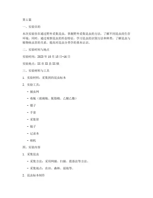 物种鉴定昆虫实验报告(3篇)