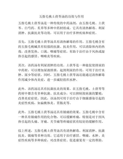 五指毛桃土茯苓汤的功效与作用