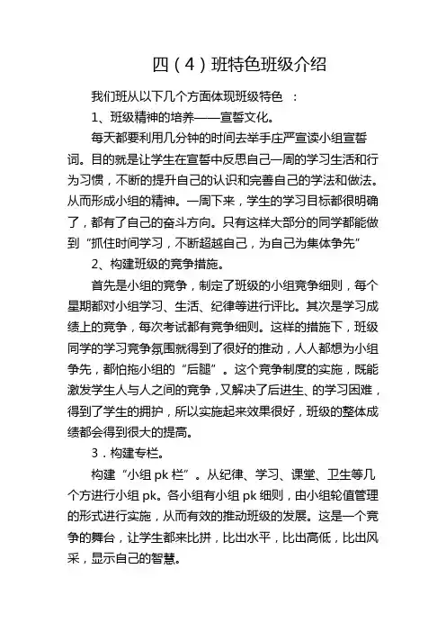 四(4)班特色班级