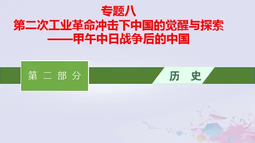 高考历史二轮总复习专题八第二次工业革命冲击下中国的觉醒与探索__甲午中日战争后的中国pptx课件