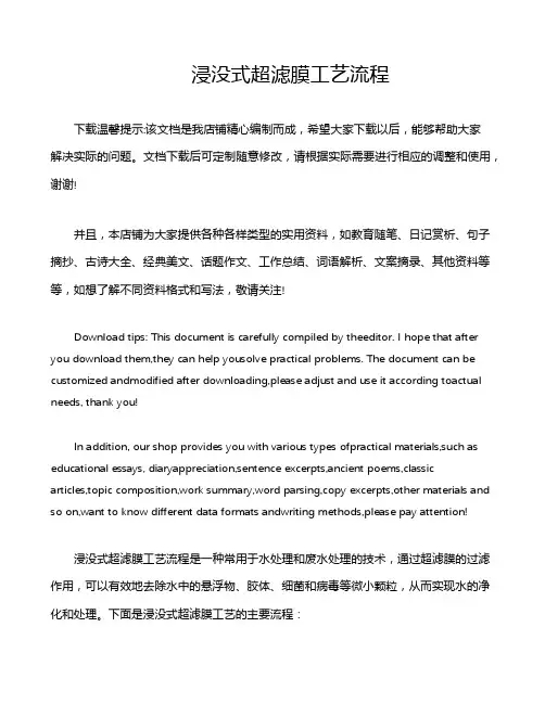 浸没式超滤膜工艺流程