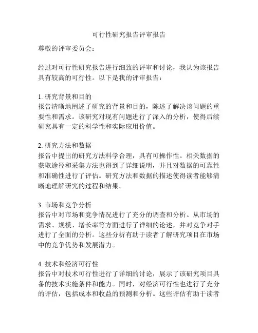 可行性研究报告评审报告