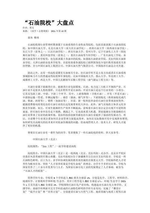 “石油院校”大盘点