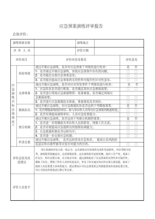 应急预案演练评审报告