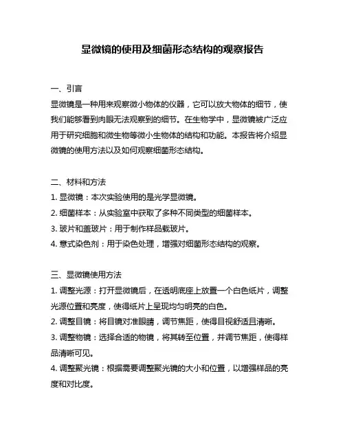 显微镜的使用及细菌形态结构的观察报告