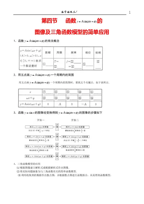 第四讲 函数函数y=Asin(wx+)的图像及三角函数模型的简单应用-高考状元之路