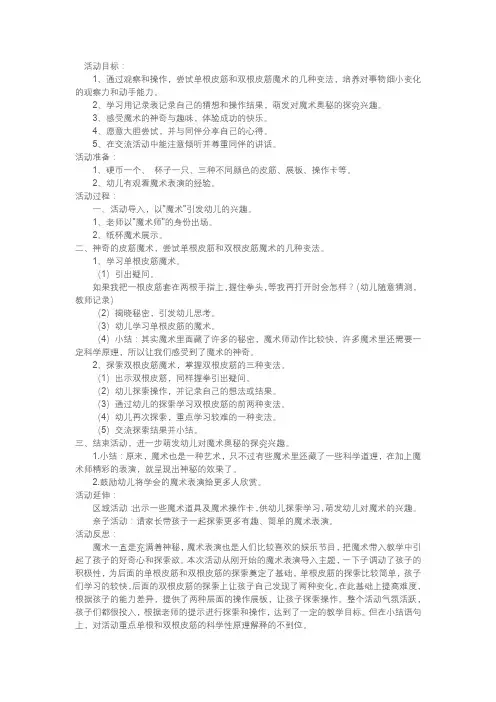 幼儿园小班美术魔术变变变教案反思