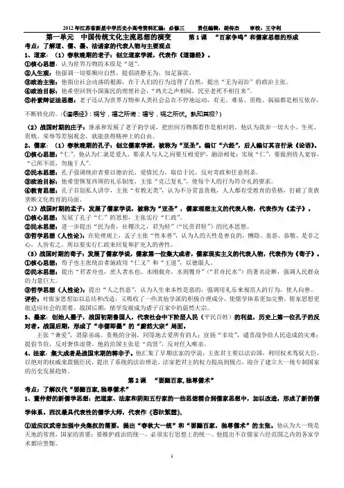 小高考历史必修三资料汇编