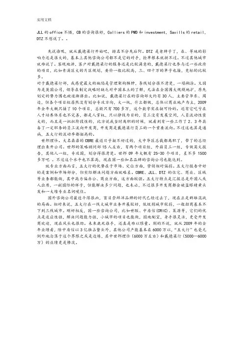 房地产咨询五大行简介