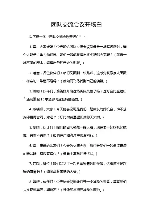 团队交流会议开场白