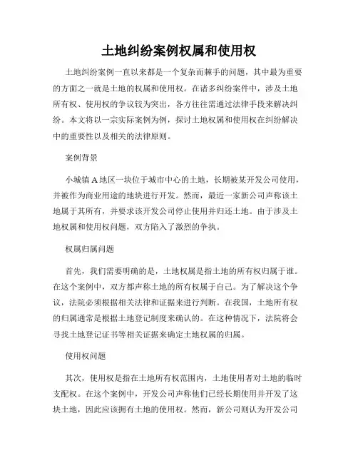 土地纠纷案例权属和使用权