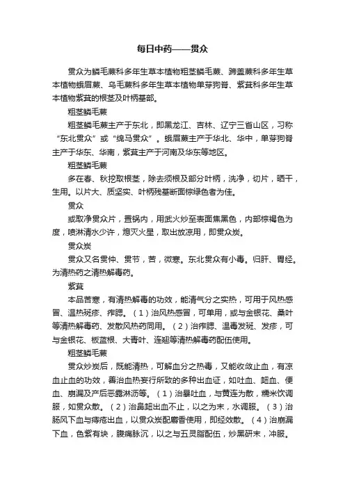 每日中药——贯众