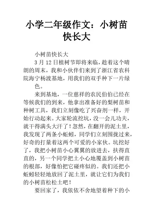 小学二年级作文：小树苗快长大
