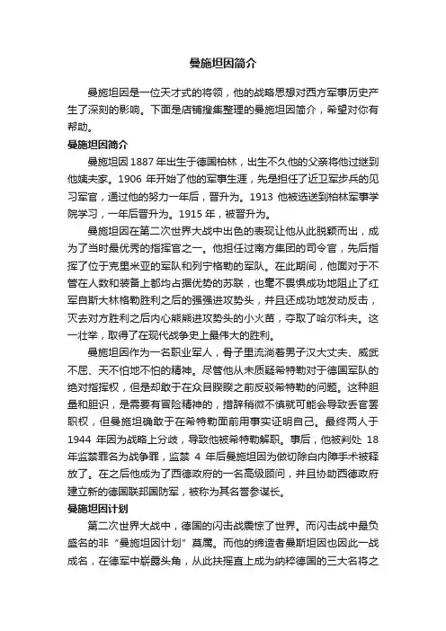 曼施坦因简介