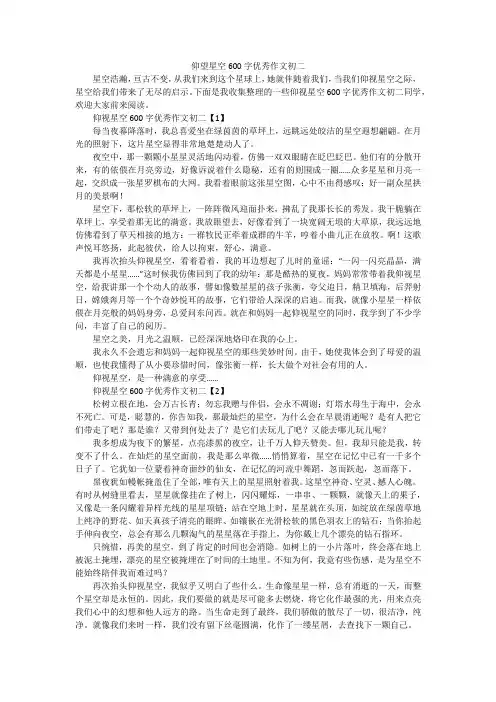仰望星空600字优秀作文初二