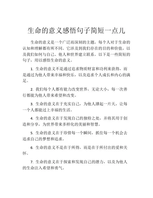 生命的意义感悟句子简短一点儿